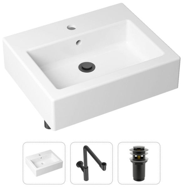 Комплект 3 в 1 Lavinia Boho Bathroom Sink 21520696: накладная раковина 50.5 см, металлический сифон, донный клапан