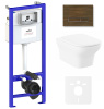 Комплект 6 в 1 Lavinia Boho Bristol Rimless 75110205, премиум с пластиковой коричневой клавишей, инсталляцией и унитазом