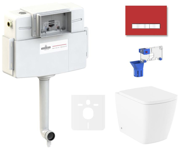 Комплект 5 в 1 Lavinia Boho Relfix Aveo Rimless 87551070: приставной безободковый унитаз, сиденье микролифт, бачок скрытого монтажа, крепление, клавиша смыва, диспенсер