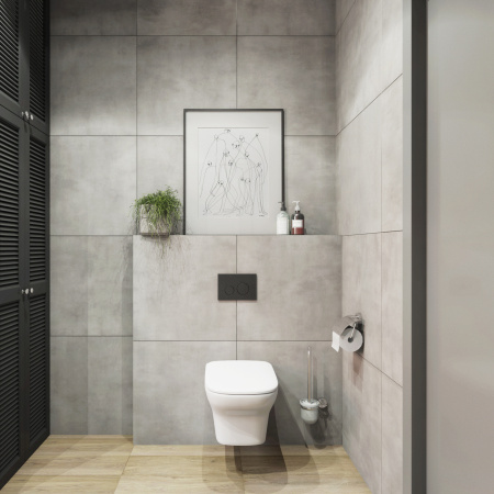 Комплект 4 в 1 инсталляции для подвесного унитаза Lavinia Boho Relfix 77020024 (с черной стеклянной клавишей смыва, звукоизоляцией и крепежом)