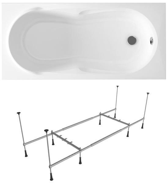 Комплект 2 в 1 Lavinia Boho Easter Pro S1-37060075, акриловая ванна 170x75 см, усиленный металлический каркас с монтажным набором