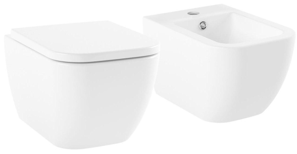 Комплект 2 в 1 Lavinia Boho One Rimless 21031004, подвесной безободковый унитаз, быстросъемное сиденье микролифт из прочного дюропласта, подвесное биде