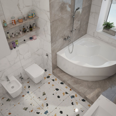 Комплект 2 в 1 Lavinia Boho Aveo S1-37040150, акриловая ванна 150x150 см, усиленный металлический каркас с монтажным набором