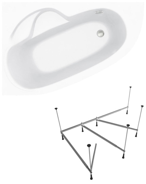 Комплект 2 в 1 Lavinia Boho Bell Pro S1-3702160L, акриловая ванна 160x105 см (левый разворот), усиленный металлический каркас