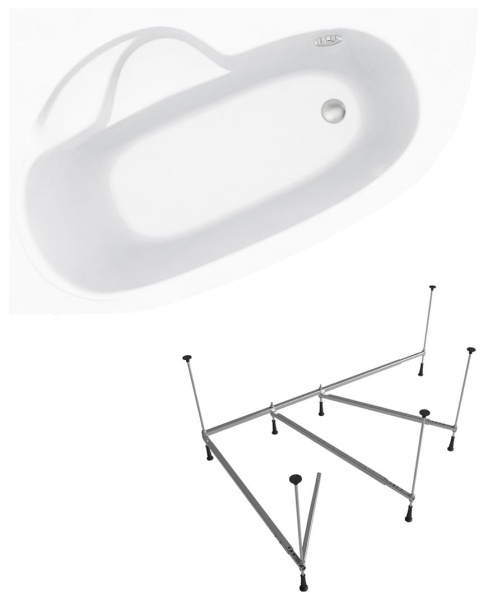 Комплект 2 в 1 Lavinia Boho Bell Pro S1-3702170L, акриловая ванна 170x110 см (левый разворот), усиленный металлический каркас
