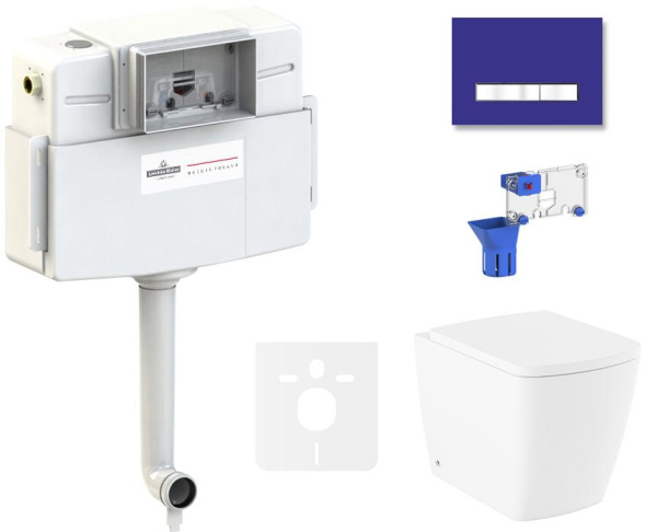 Комплект 5 в 1 Lavinia Boho Relfix Aveo Rimless 87551071: приставной безободковый унитаз, сиденье микролифт, бачок скрытого монтажа, крепление, клавиша смыва, диспенсер