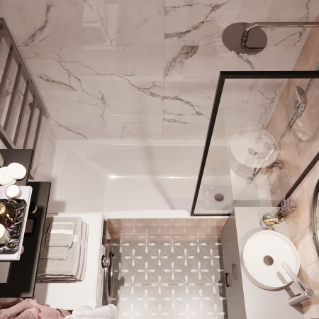 Комплект 4 в 1 Lavinia Boho One S3-3701075P, акриловая ванна 170x75 см, металлический каркас с монтажным набором, мягкий подголовник, хромотерапия