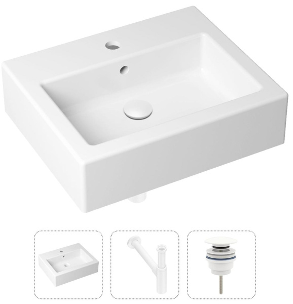 Комплект 3 в 1 Lavinia Boho Bathroom Sink 21520693: накладная раковина 50.5 см, металлический сифон, донный клапан