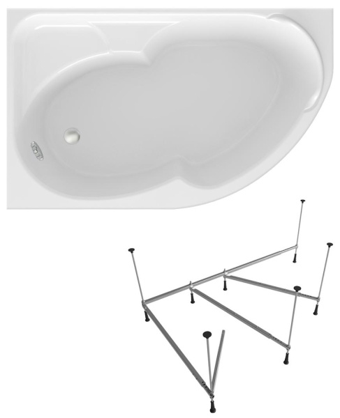 Комплект 2 в 1 Lavinia Boho Grance Hill S1-3703170L, акриловая ванна 170x105 см (левый разворот), усиленный металлический каркас