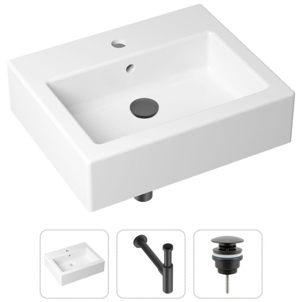 Комплект 3 в 1 Lavinia Boho Bathroom Sink 21520687: накладная раковина 50.5 см, металлический сифон, донный клапан