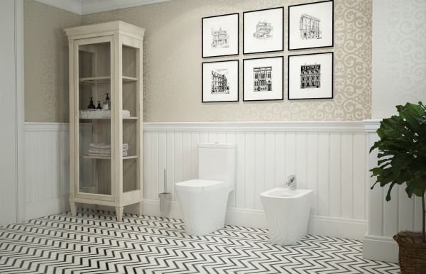 Комплект 2 в 1 Lavinia Boho Biore 21030003, напольный унитаз, быстросъемное сиденье микролифт из прочного дюропласта, напольное биде