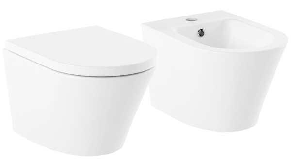 Комплект 2 в 1 Lavinia Boho Biore Rimless 21031006, подвесной безободковый унитаз, быстросъемное сиденье микролифт из прочного дюропласта, подвесное биде