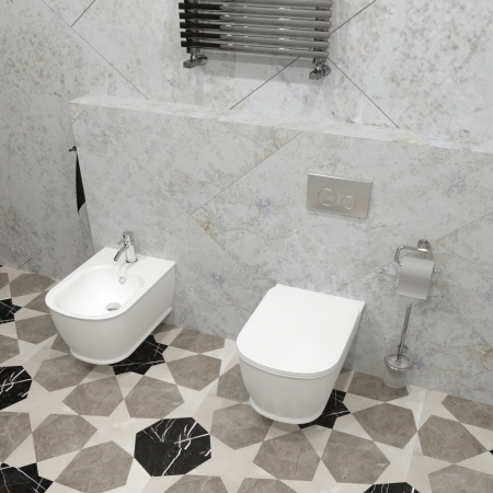 Комплект 4 в 1 инсталляции для подвесного унитаза Lavinia Boho Relfix 77020018 (с серебристой пластиковой клавишей смыва, звукоизоляцией и крепежом)