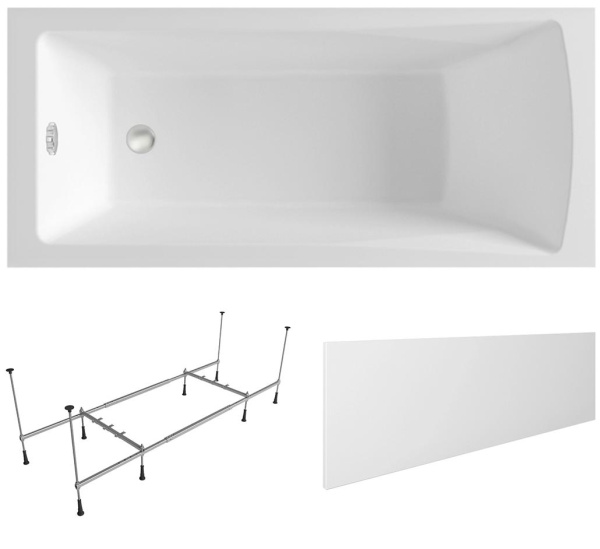 Комплект 3 в 1 Lavinia Boho One S2-37010075, акриловая ванна 170x75 см, металлический каркас с монтажным набором, лицевой экран