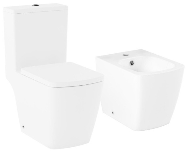 Комплект 2 в 1 Lavinia Boho Aveo Compacto Rimless 21030005, наполный безободковый унитаз, быстросъемное сиденье микролифт, напольное биде