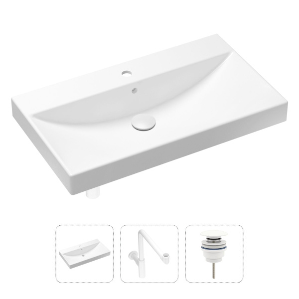 Комплект 3 в 1 Lavinia Boho Bathroom Sink 21520649: врезная раковина 80 см, металлический сифон, донный клапан
