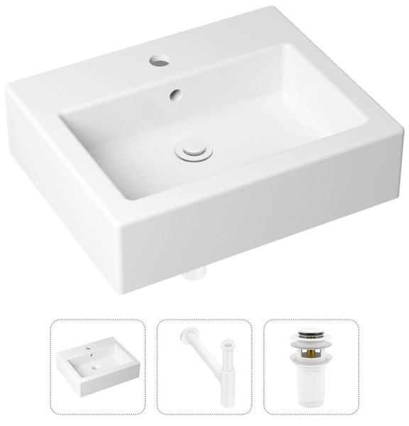Комплект 3 в 1 Lavinia Boho Bathroom Sink 21520692: накладная раковина 50.5 см, металлический сифон, донный клапан