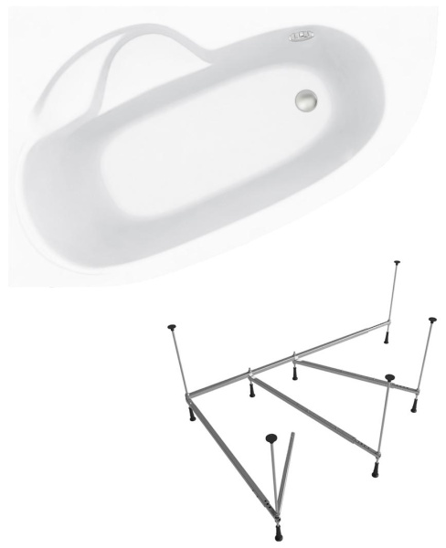 Комплект 2 в 1 Lavinia Boho Bell Pro S1-3702140L, акриловая ванна 140x95 см (левый разворот), усиленный металлический каркас
