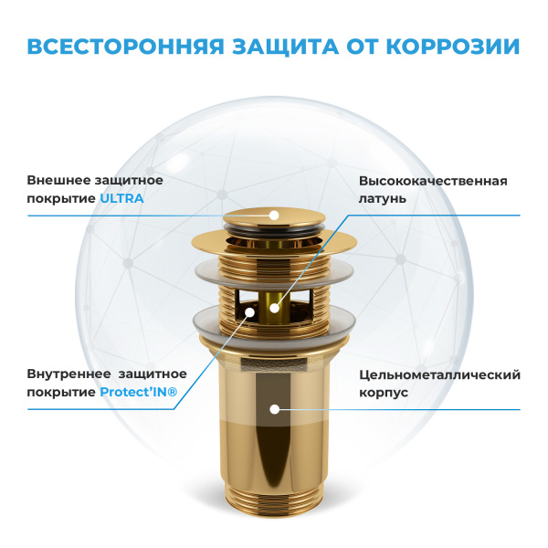 Комплект 3 в 1 Lavinia Boho One 21520710: подвесная раковина 37 см, металлический сифон, донный клапан