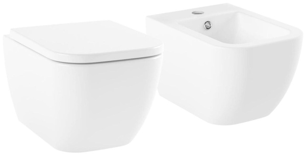 Комплект 2 в 1 Lavinia Boho One Compacto 21031003, подвесной унитаз, быстросъемное сиденье микролифт из прочного дюропласта, подвесное биде