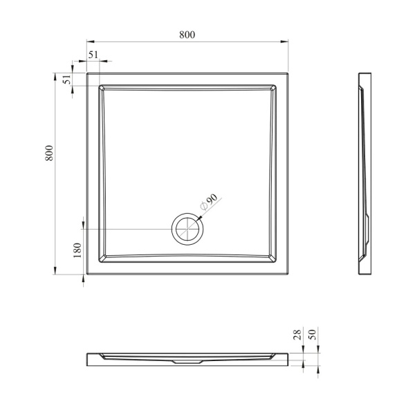 Акриловый душевой поддон Lavinia Boho One 37013800, квадратный, 80 х 80 см