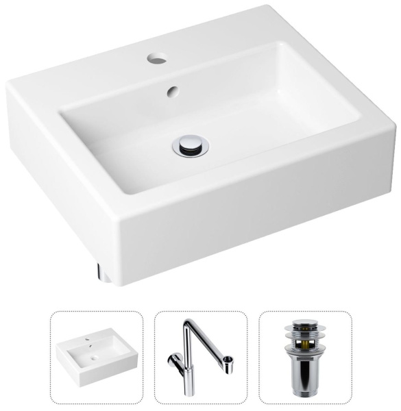 Комплект 3 в 1 Lavinia Boho Bathroom Sink 21520694: накладная  раковина 50.5 см, металлический сифон, донный клапан