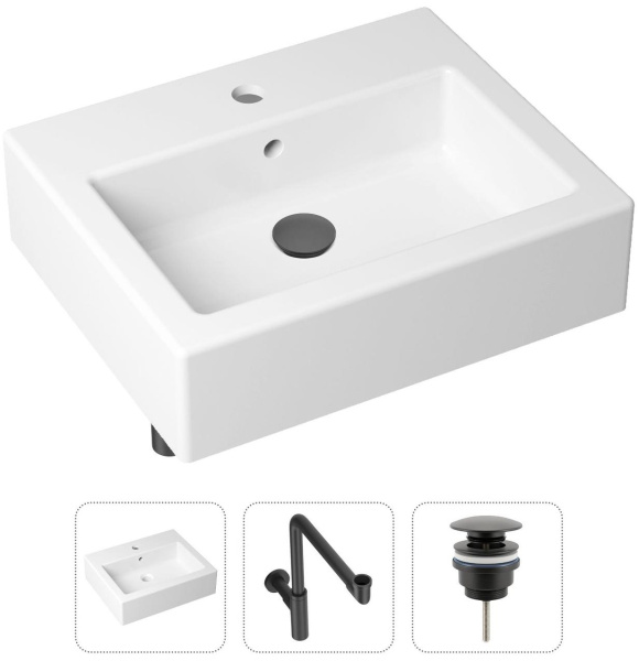 Комплект 3 в 1 Lavinia Boho Bathroom Sink 21520697: накладная раковина 50.5 см, металлический сифон, донный клапан