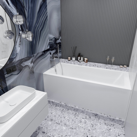 Комплект 4 в 1 Lavinia Boho Element S2-3709008P, акриловая ванна 170x80 см, усиленный металлический каркас с монтажным набором, мягкий силиконовый подголовник, лицевой экран