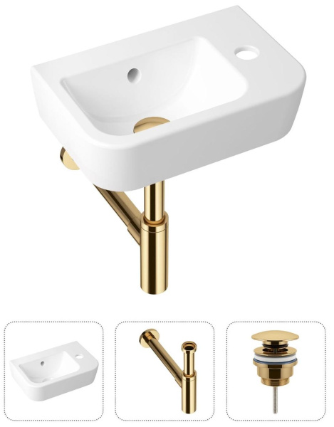 Комплект 3 в 1 Lavinia Boho One 21520783: подвесная раковина 37 см, металлический сифон, донный клапан