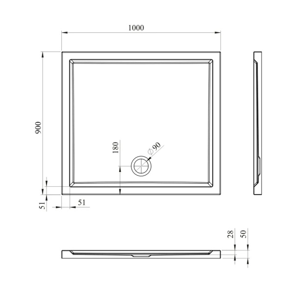 Акриловый душевой поддон Lavinia Boho One 37016100, прямоугольный, 100 х 90 см