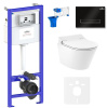 Умный комплект 7 в 1 Lavinia Boho Smart V-Clean 87561184, безободковый унитаз, электронная крышка-биде, пульт ДУ, инсталляция, крепление, клавиша смыва, шумоизоляция, диспенсер