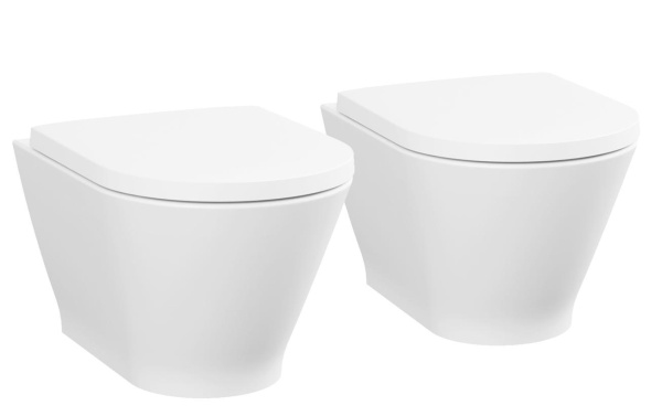 Комплект 2 в 1 Lavinia Boho Elegant Rimless 21020010, чаша подвесного унитаза 2 штуки, быстросъемное сиденье микролифт из прочного дюропласта с хромированными металлическими петлями 2 штуки