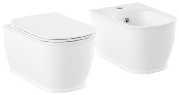 Комплект 2 в 1 Lavinia Boho Bell Pro Rimless 21031001, подвесной безободковый унитаз, быстросъемное сиденье микролифт из прочного дюропласта, подвесное биде